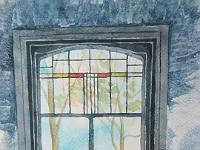 IMG 1930  Glas in loodraam, aquarel, 21x18 cm
