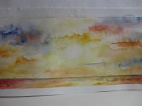 IMG 0909  Zonsondergang 1, aquarel, 34x16 cm