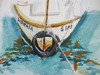 IMG 1912  Zeilboot voorkant, aquarel, 23x19 cm